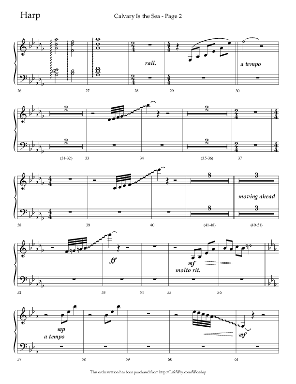 Calvary Is The Sea (Choral Anthem SATB) Harp (Lifeway Choral / Arr. David Hamilton)