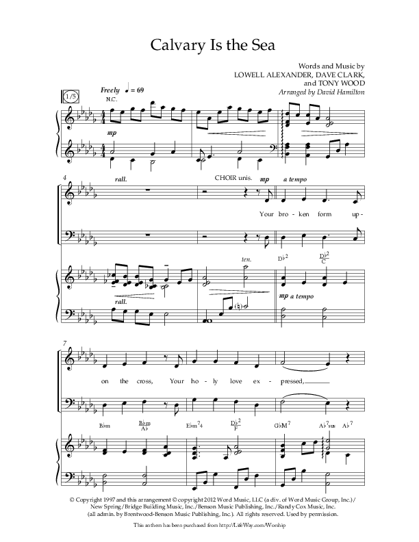 Calvary Is The Sea (Choral Anthem SATB) Anthem (SATB/Piano) (Lifeway Choral / Arr. David Hamilton)