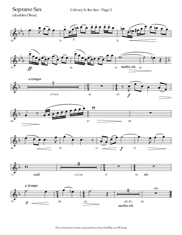 Calvary Is The Sea (Choral Anthem SATB) Soprano Sax (Lifeway Choral / Arr. David Hamilton)