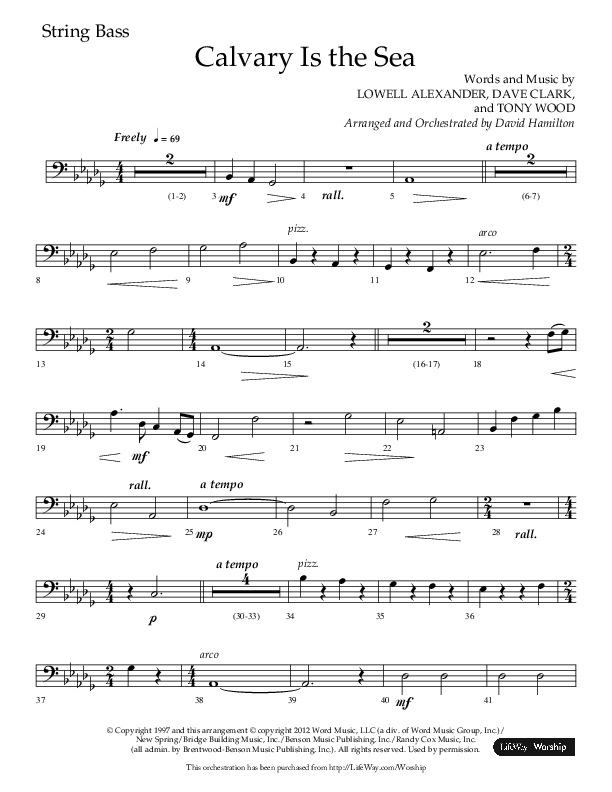 Calvary Is The Sea (Choral Anthem SATB) String Bass (Lifeway Choral / Arr. David Hamilton)