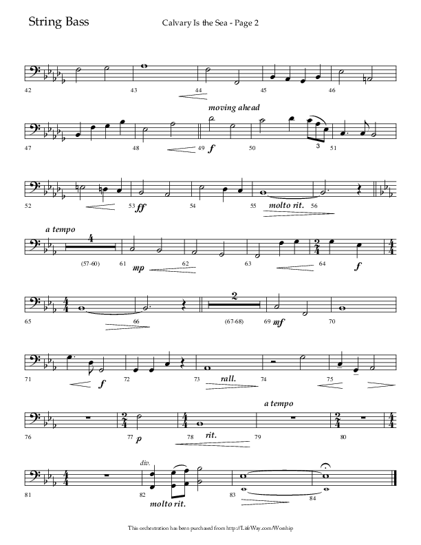 Calvary Is The Sea (Choral Anthem SATB) String Bass (Lifeway Choral / Arr. David Hamilton)