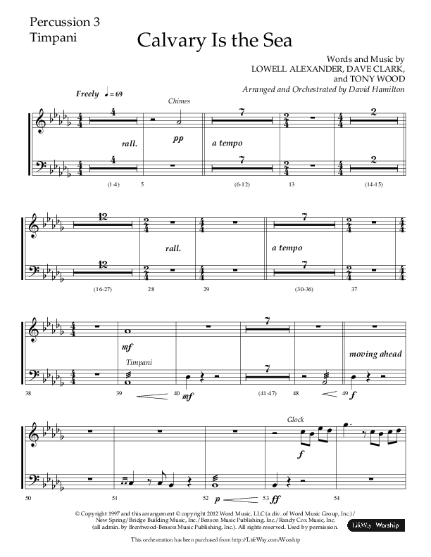 Calvary Is The Sea (Choral Anthem SATB) Timpani (Lifeway Choral / Arr. David Hamilton)