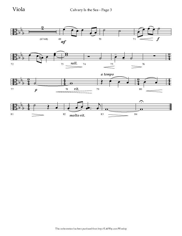 Calvary Is The Sea (Choral Anthem SATB) Viola (Lifeway Choral / Arr. David Hamilton)