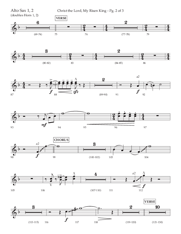 Christ The Lord My Risen King (Choral Anthem SATB) Alto Sax 1/2 (Lifeway Choral / Arr. David Wise / Orch. David Shipps)