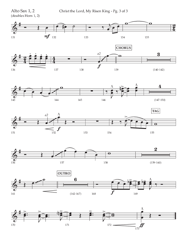 Christ The Lord My Risen King (Choral Anthem SATB) Alto Sax 1/2 (Lifeway Choral / Arr. David Wise / Orch. David Shipps)