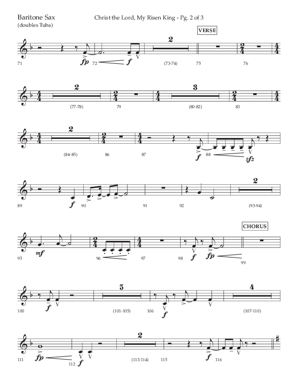Christ The Lord My Risen King (Choral Anthem SATB) Bari Sax (Lifeway Choral / Arr. David Wise / Orch. David Shipps)