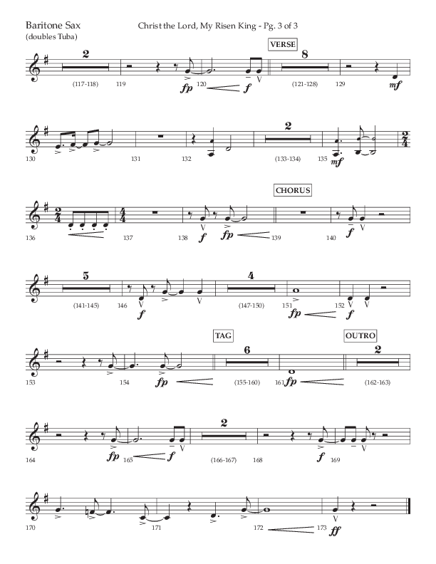 Christ The Lord My Risen King (Choral Anthem SATB) Bari Sax (Lifeway Choral / Arr. David Wise / Orch. David Shipps)