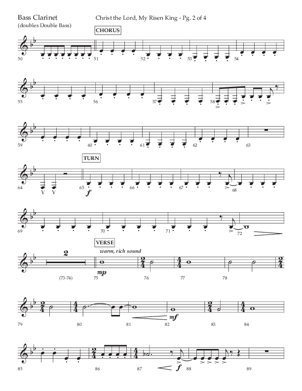 Christ The Lord My Risen King (Choral Anthem SATB) Bass Clarinet (Lifeway Choral / Arr. David Wise / Orch. David Shipps)