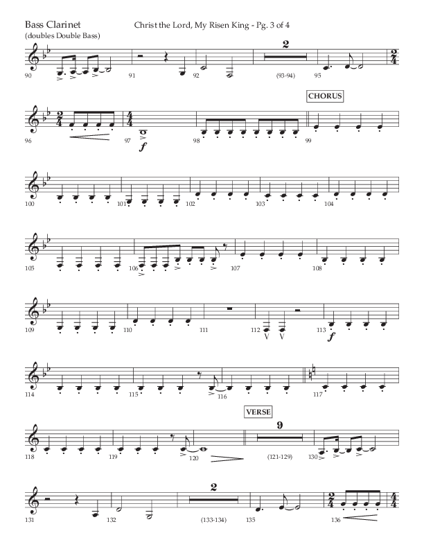 Christ The Lord My Risen King (Choral Anthem SATB) Bass Clarinet (Lifeway Choral / Arr. David Wise / Orch. David Shipps)