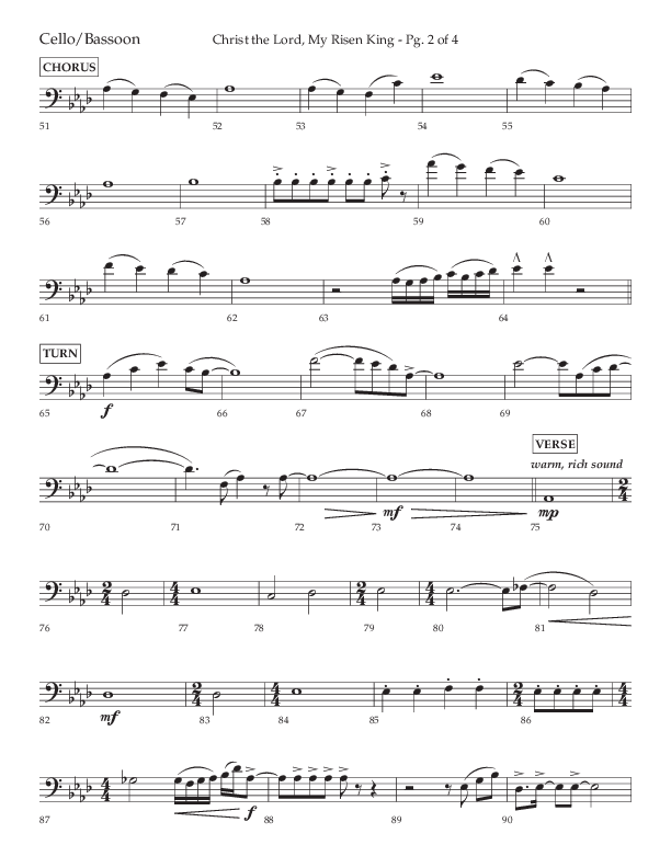 Christ The Lord My Risen King (Choral Anthem SATB) Cello (Lifeway Choral / Arr. David Wise / Orch. David Shipps)