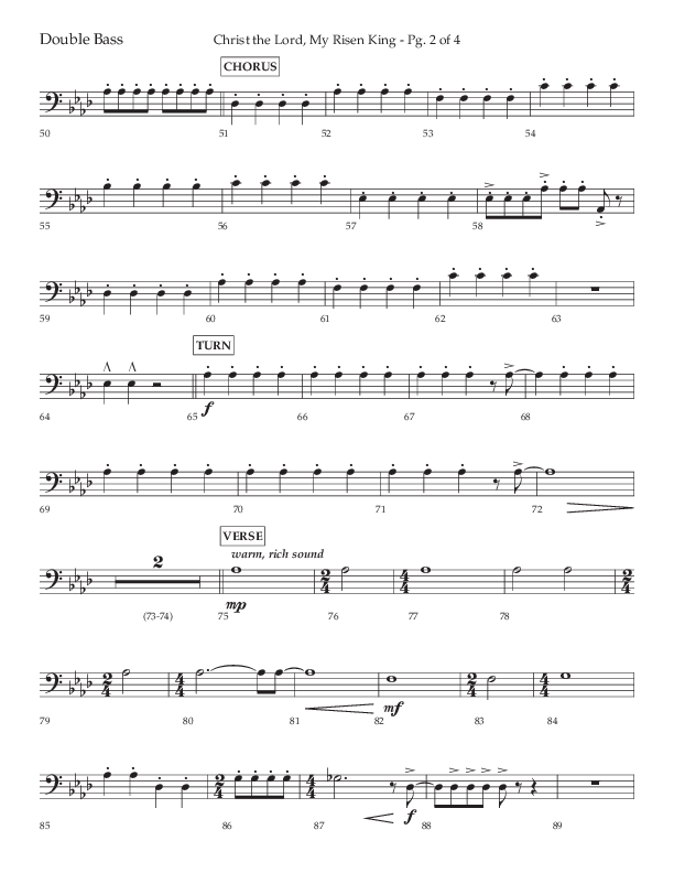 Christ The Lord My Risen King (Choral Anthem SATB) Double Bass (Lifeway Choral / Arr. David Wise / Orch. David Shipps)