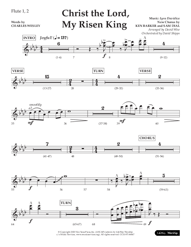 Christ The Lord My Risen King (Choral Anthem SATB) Flute 1/2 (Lifeway Choral / Arr. David Wise / Orch. David Shipps)