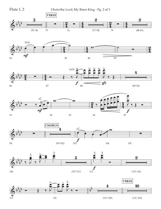 Christ The Lord My Risen King (Choral Anthem SATB) Flute 1/2 (Lifeway Choral / Arr. David Wise / Orch. David Shipps)