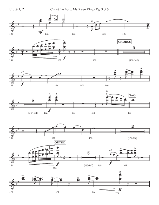 Christ The Lord My Risen King (Choral Anthem SATB) Flute 1/2 (Lifeway Choral / Arr. David Wise / Orch. David Shipps)