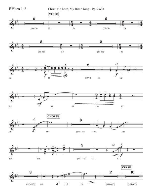 Christ The Lord My Risen King (Choral Anthem SATB) French Horn 1/2 (Lifeway Choral / Arr. David Wise / Orch. David Shipps)