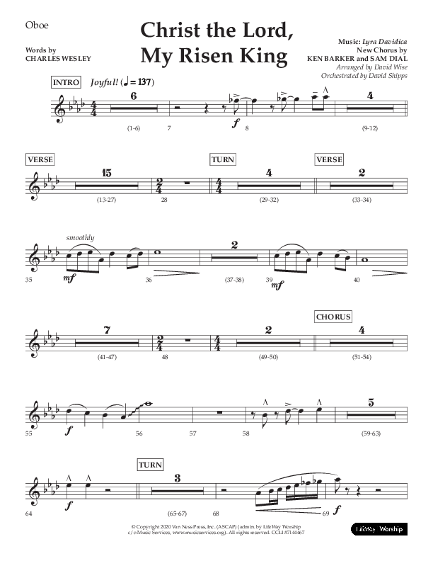 Christ The Lord My Risen King (Choral Anthem SATB) Oboe (Lifeway Choral / Arr. David Wise / Orch. David Shipps)