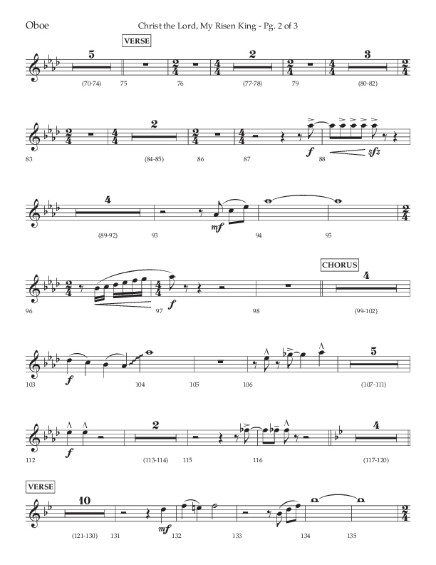 Christ The Lord My Risen King (Choral Anthem SATB) Oboe (Lifeway Choral / Arr. David Wise / Orch. David Shipps)