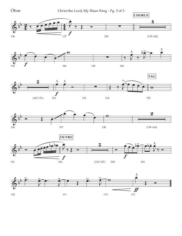 Christ The Lord My Risen King (Choral Anthem SATB) Oboe (Lifeway Choral / Arr. David Wise / Orch. David Shipps)