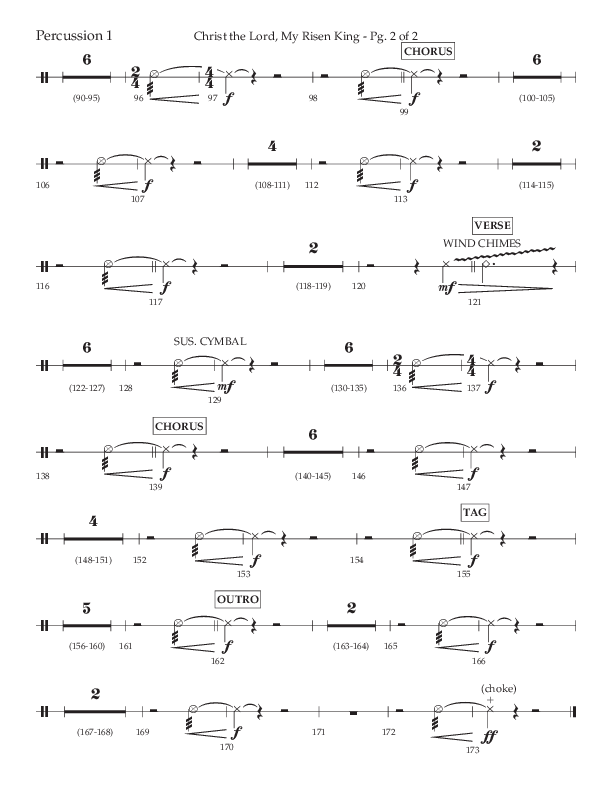 Christ The Lord My Risen King (Choral Anthem SATB) Percussion 1/2 (Lifeway Choral / Arr. David Wise / Orch. David Shipps)