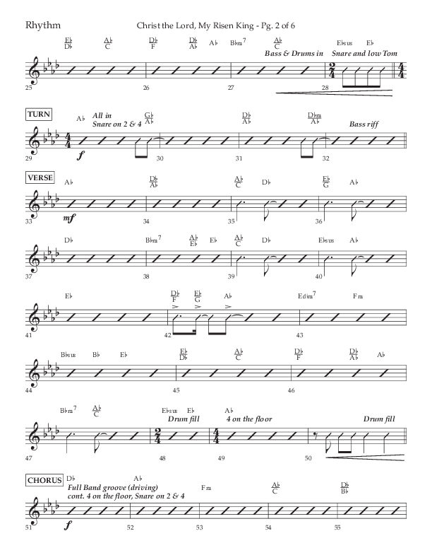 Christ The Lord My Risen King (Choral Anthem SATB) Rhythm Chart (Lifeway Choral / Arr. David Wise / Orch. David Shipps)