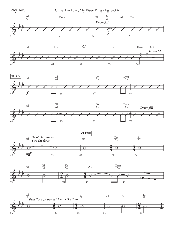 Christ The Lord My Risen King (Choral Anthem SATB) Rhythm Chart (Lifeway Choral / Arr. David Wise / Orch. David Shipps)