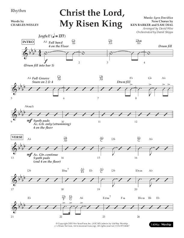 Christ The Lord My Risen King (Choral Anthem SATB) Lead Melody & Rhythm (Lifeway Choral / Arr. David Wise / Orch. David Shipps)