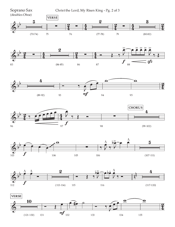 Christ The Lord My Risen King (Choral Anthem SATB) Soprano Sax (Lifeway Choral / Arr. David Wise / Orch. David Shipps)