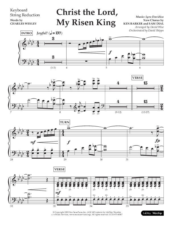 Christ The Lord My Risen King (Choral Anthem SATB) String Reduction (Lifeway Choral / Arr. David Wise / Orch. David Shipps)