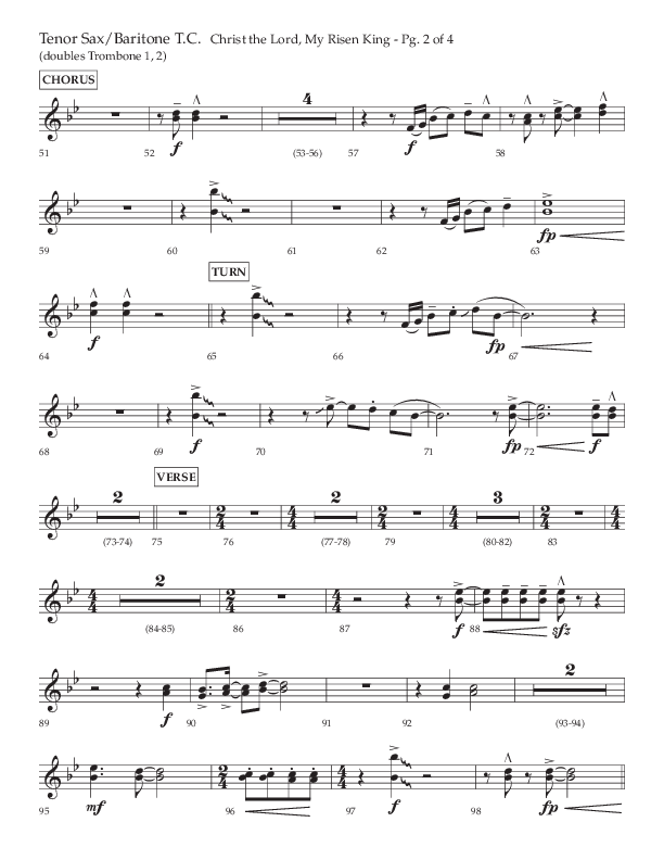 Christ The Lord My Risen King (Choral Anthem SATB) Tenor Sax/Baritone T.C. (Lifeway Choral / Arr. David Wise / Orch. David Shipps)