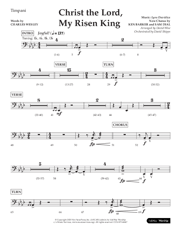 Christ The Lord My Risen King (Choral Anthem SATB) Timpani (Lifeway Choral / Arr. David Wise / Orch. David Shipps)