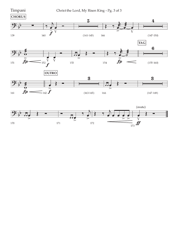 Christ The Lord My Risen King (Choral Anthem SATB) Timpani (Lifeway Choral / Arr. David Wise / Orch. David Shipps)