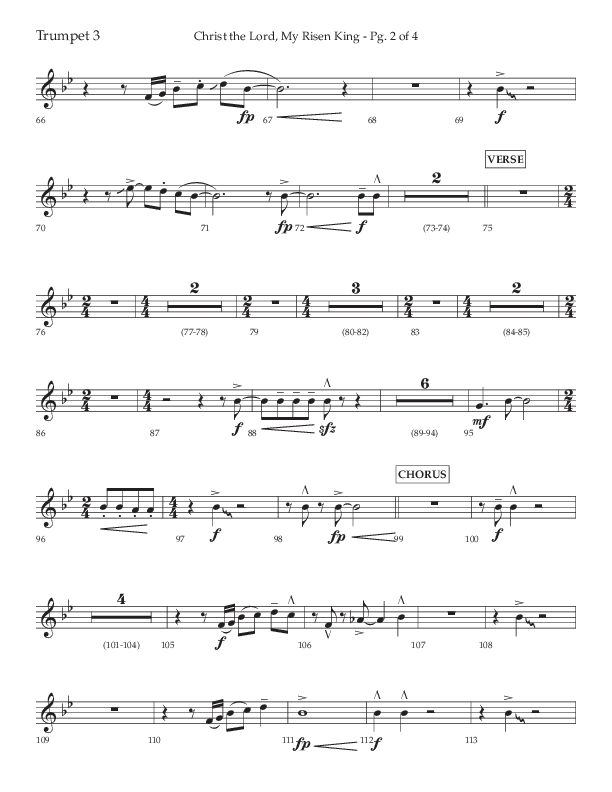 Christ The Lord My Risen King (Choral Anthem SATB) Trumpet 3 (Lifeway Choral / Arr. David Wise / Orch. David Shipps)