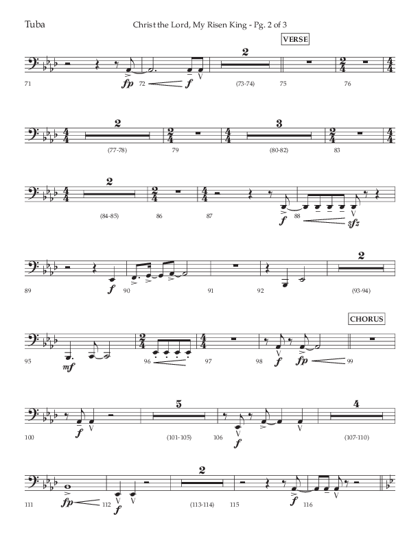 Christ The Lord My Risen King (Choral Anthem SATB) Tuba (Lifeway Choral / Arr. David Wise / Orch. David Shipps)