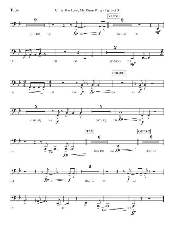 Christ The Lord My Risen King (Choral Anthem SATB) Tuba (Lifeway Choral / Arr. David Wise / Orch. David Shipps)