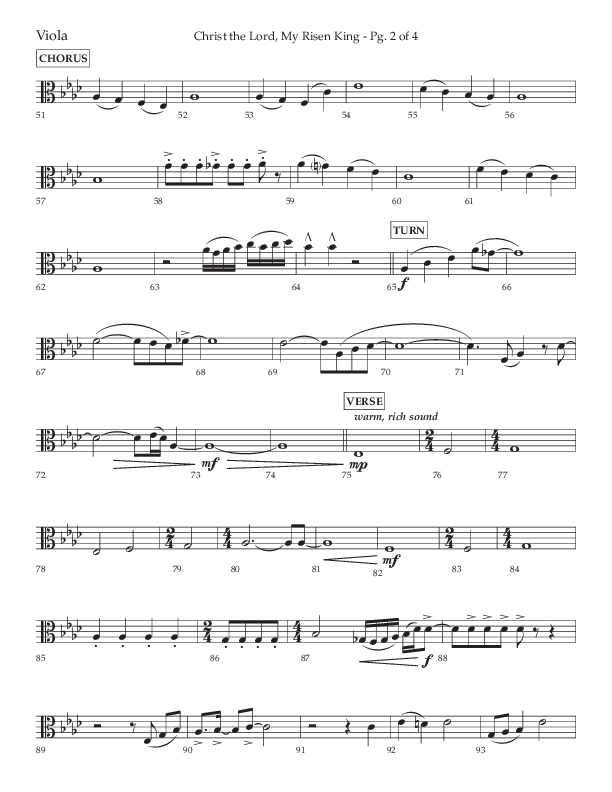Christ The Lord My Risen King (Choral Anthem SATB) Viola (Lifeway Choral / Arr. David Wise / Orch. David Shipps)