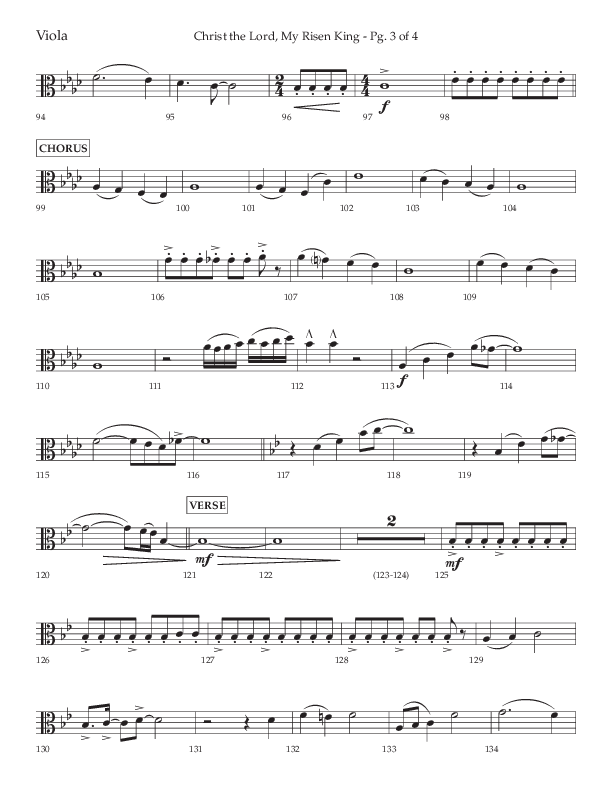Christ The Lord My Risen King (Choral Anthem SATB) Viola (Lifeway Choral / Arr. David Wise / Orch. David Shipps)