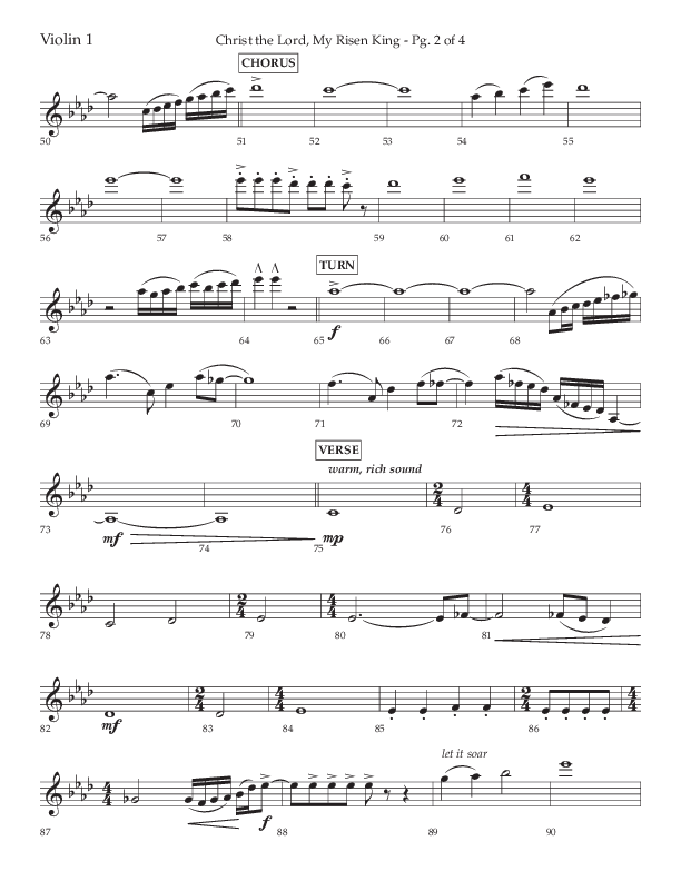 Christ The Lord My Risen King (Choral Anthem SATB) Violin 1 (Lifeway Choral / Arr. David Wise / Orch. David Shipps)