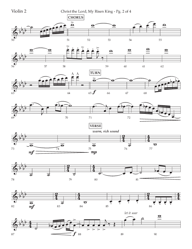 Christ The Lord My Risen King (Choral Anthem SATB) Violin 2 (Lifeway Choral / Arr. David Wise / Orch. David Shipps)