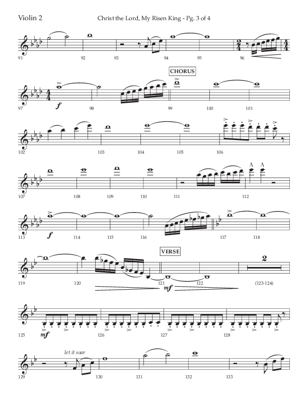 Christ The Lord My Risen King (Choral Anthem SATB) Violin 2 (Lifeway Choral / Arr. David Wise / Orch. David Shipps)