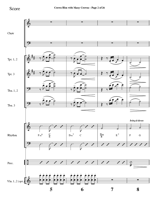 Crown Him With Many Crowns (Choral Anthem SATB) Orchestration (Lifeway Choral / Arr. Dave Williamson)