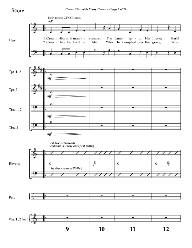 Crown Him With Many Crowns (Choral Anthem SATB) Orchestration (Lifeway Choral / Arr. Dave Williamson)
