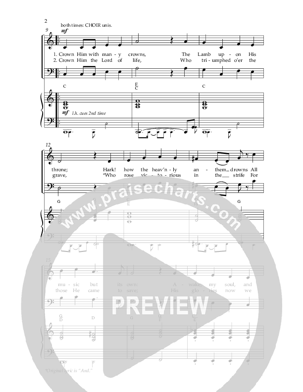 Crown Him With Many Crowns (Choral Anthem SATB) Anthem (SATB/Piano) (Lifeway Choral / Arr. Dave Williamson)