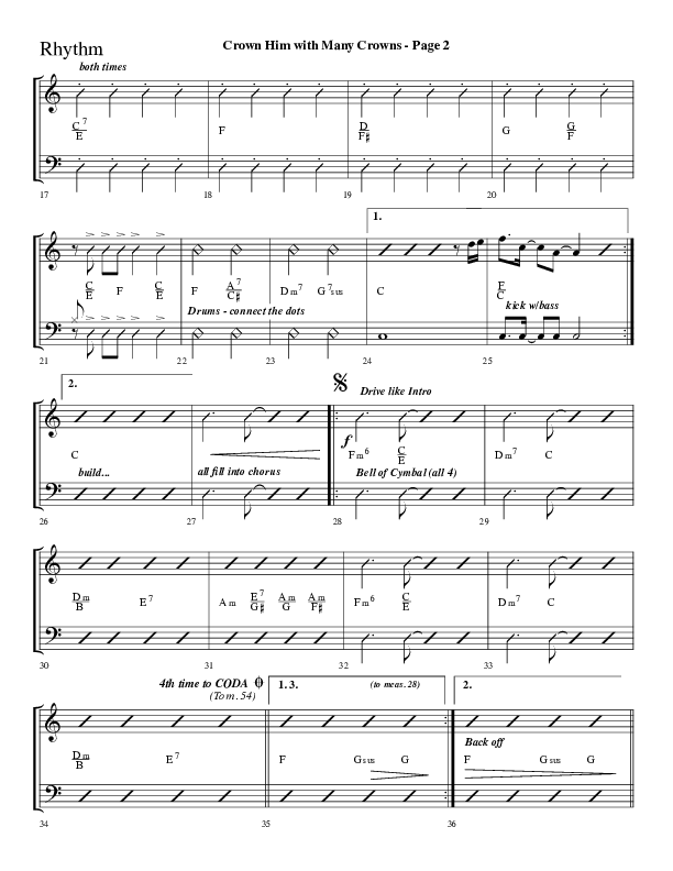 Crown Him With Many Crowns (Choral Anthem SATB) Rhythm Chart (Lifeway Choral / Arr. Dave Williamson)
