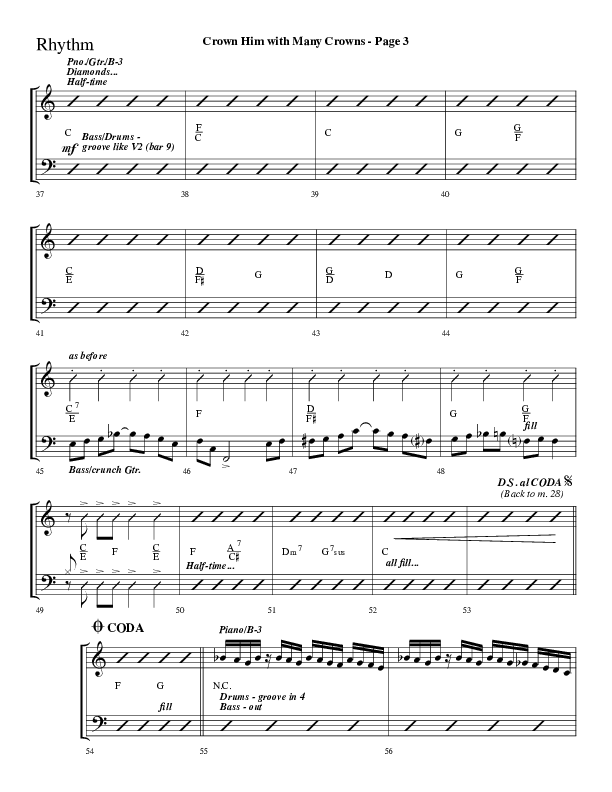 Crown Him With Many Crowns (Choral Anthem SATB) Rhythm Chart (Lifeway Choral / Arr. Dave Williamson)