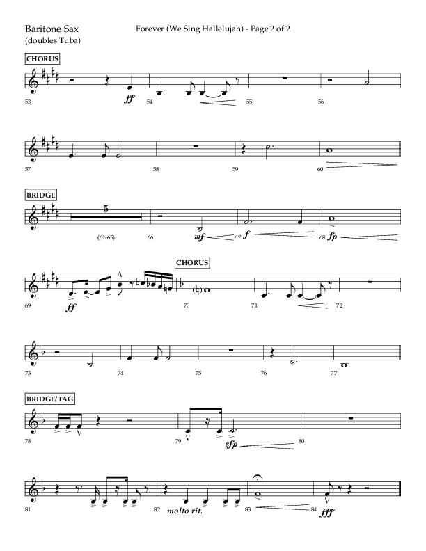 Forever (We Sing Hallelujah) (Choral Anthem SATB) Bari Sax (Lifeway Choral / Arr. Daniel Semsen)