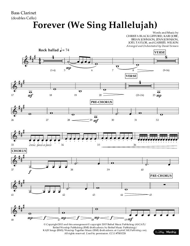 Forever (We Sing Hallelujah) (Choral Anthem SATB) Bass Clarinet (Lifeway Choral / Arr. Daniel Semsen)