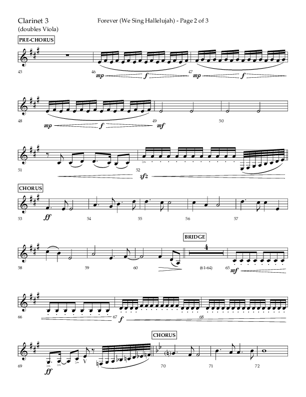 Forever (We Sing Hallelujah) (Choral Anthem SATB) Clarinet 3 (Lifeway Choral / Arr. Daniel Semsen)