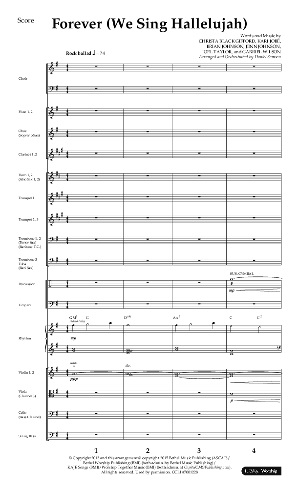 Forever (We Sing Hallelujah) (Choral Anthem SATB) Orchestration (Lifeway Choral / Arr. Daniel Semsen)
