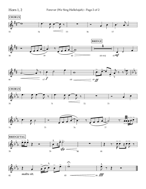 Forever (We Sing Hallelujah) (Choral Anthem SATB) French Horn 1/2 (Lifeway Choral / Arr. Daniel Semsen)