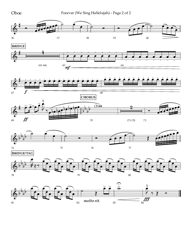 Forever (We Sing Hallelujah) (Choral Anthem SATB) Oboe (Lifeway Choral / Arr. Daniel Semsen)